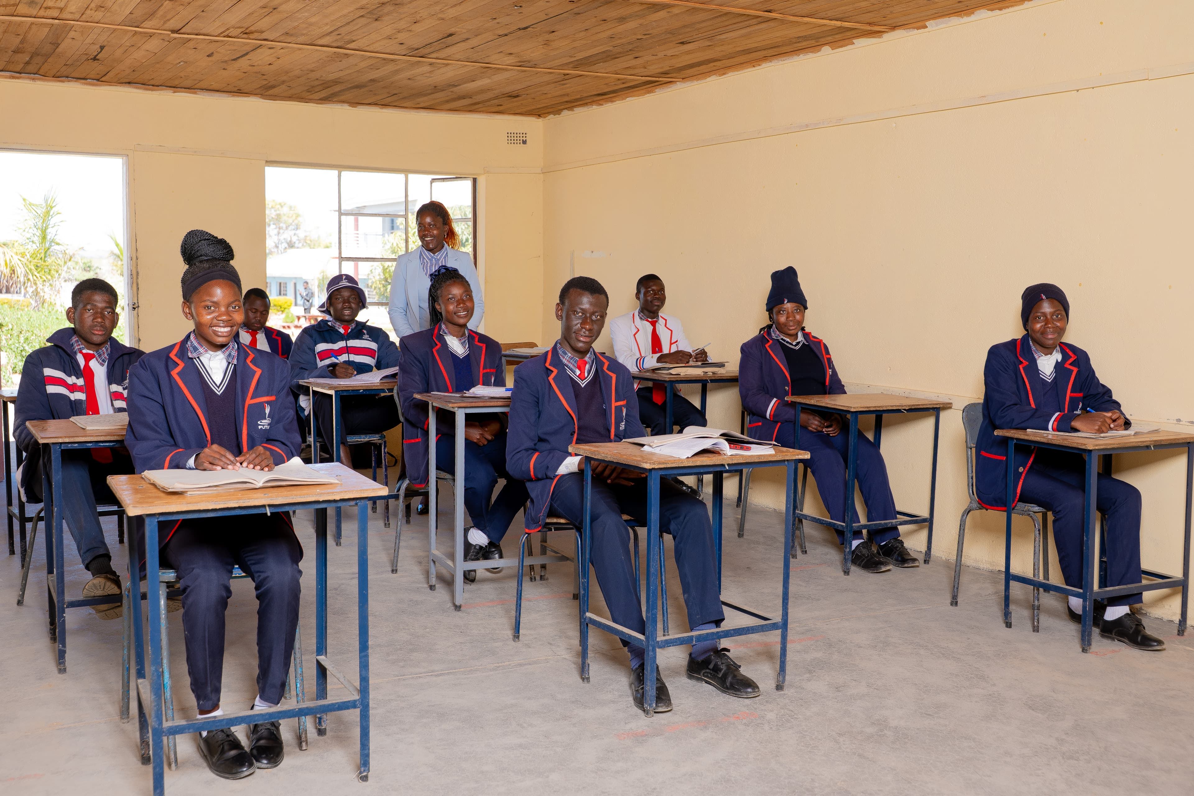 Secondary students in a science lab