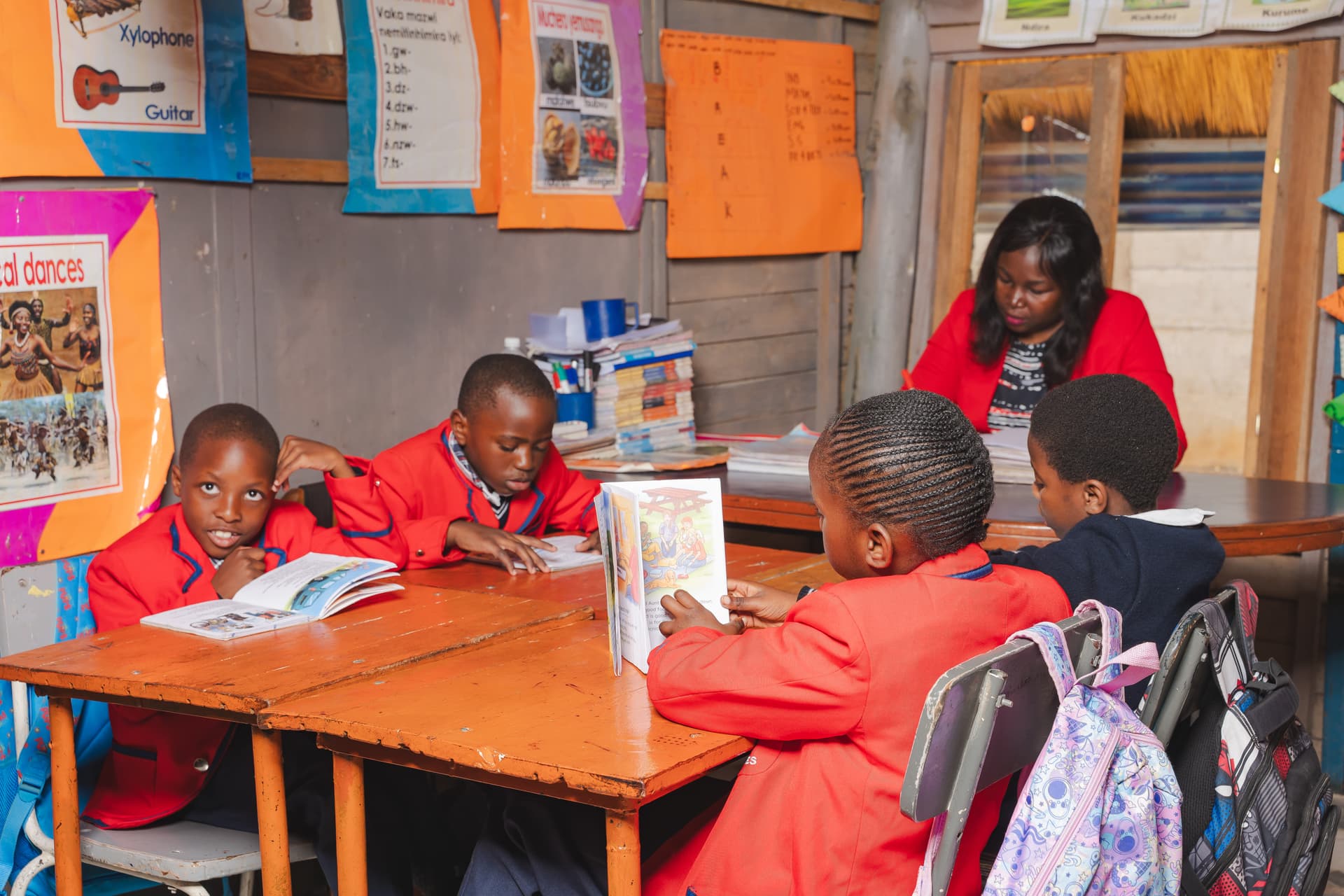 Grade 1-2 pupils engaged in an activity